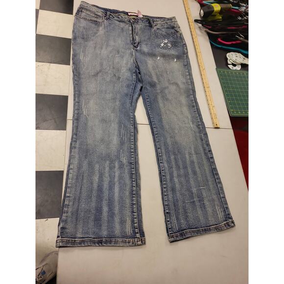Zana Di Jeans Womens Size 24 Denim Jeans Embellished Rhinestone Detail Blue Wash - Picture 1 of 8